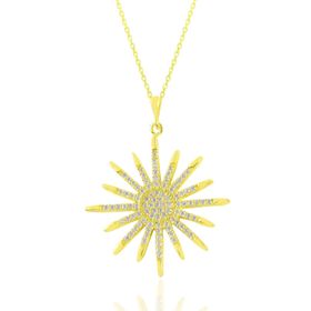 Söğütlü Silver SGTL11038 Gümüş Altın Yaldızlı Zirkon Taşlı Sunlight Kolye