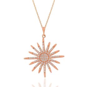Söğütlü Silver SGTL11038 Gümüş Altın Yaldızlı Zirkon Taşlı Sunlight Kolye
