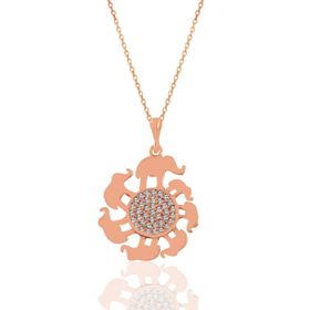 Söğütlü Silver SGTL11042 Gümüş Rose Zirkon Taşlı Bereket Fil Kolye