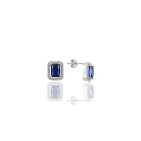 Söğütlü Silver SGTL11054 Gümüş Baget Kesim Safir Taşlı Küpe