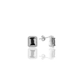 Söğütlü Silver SGTL11054 Gümüş Baget Kesim Siyah Taşlı Küpe
