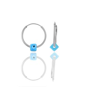 Söğütlü Silver SGTL11085 Gümüş Altın Yaldızlı Nazarlı Turkuaz Halka Küpe