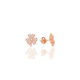 Söğütlü Silver SGTL11093 Gümüş Altın Yaldızlı Zirkon Taşlı Yonca Küpe