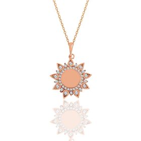 Söğütlü Silver SGTL11107 Gümüş Rose Zirkon Taşlı Sunflowers Güneş Kolye