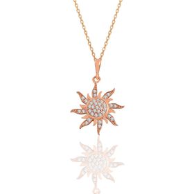 Söğütlü Silver SGTL11113 Gümüş Rose Zirkon Taşlı Güneş Kolye