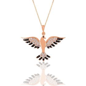 Söğütlü Silver SGTL11130 Gümüş Rose Oniks Taşlı Simurg Anka Kuşu Kolye