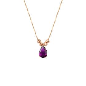 Söğütlü Silver SGTL11140 Gümüş Rose Mor Taşlı Doricalı Damla Kolye