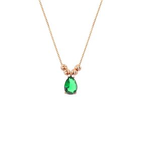 Söğütlü Silver SGTL11140 Gümüş Rose Zirkon Taşlı Doricalı Damla Kolye