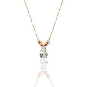 Söğütlü Silver SGTL11140 Gümüş Rose Zirkon Taşlı Doricalı Damla Kolye