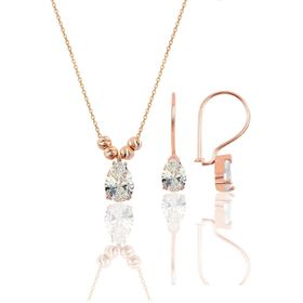 Söğütlü Silver SGTL11140 Gümüş Rose Zirkon Taşlı Doricalı Damla Kolye
