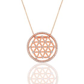 Söğütlü Silver SGTL1118 Gümüş Rose Zirkon Taşlı Yaşam Çiçeği Kolye