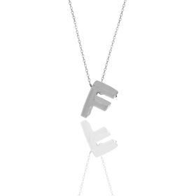 Söğütlü Silver SGTL11181 Gümüş Rodyumlu Üç Boyutlu Minimal F Harf Kolye