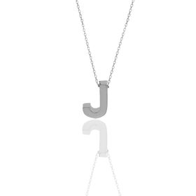 Söğütlü Silver SGTL11181 Gümüş Rodyumlu Üç Boyutlu Minimal J Harf Kolye