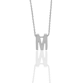 Söğütlü Silver SGTL11181 Gümüş Rodyumlu Üç Boyutlu Minimal M Harf Kolye
