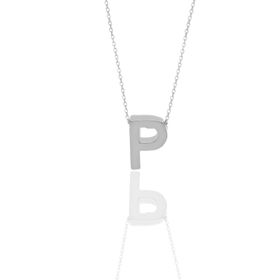 Söğütlü Silver SGTL11181 Gümüş Rodyumlu Üç Boyutlu Minimal P Harf Kolye