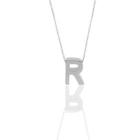 Söğütlü Silver SGTL11181 Gümüş Rodyumlu Üç Boyutlu Minimal R Harf Kolye