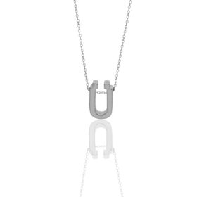 Söğütlü Silver SGTL11181 Gümüş Rodyumlu Üç Boyutlu Minimal Ü Harf Kolye