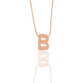 Söğütlü Silver SGTL11182 Gümüş Rose Üç Boyutlu Minimal B Harf Kolye