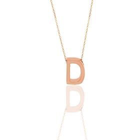 Söğütlü Silver SGTL11182 Gümüş Rose Üç Boyutlu Minimal D Harf Kolye