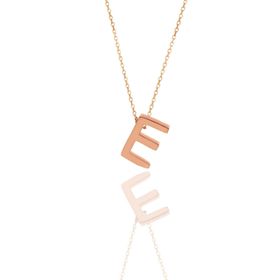 Söğütlü Silver SGTL11182 Gümüş Rose Üç Boyutlu Minimal E Harf Kolye