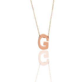 Söğütlü Silver SGTL11182 Gümüş Rose Üç Boyutlu Minimal G Harf Kolye
