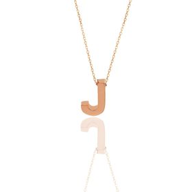 Söğütlü Silver SGTL11182 Gümüş Rose Üç Boyutlu Minimal J Harf Kolye