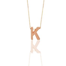 Söğütlü Silver SGTL11182 Gümüş Rose Üç Boyutlu Minimal K Harf Kolye