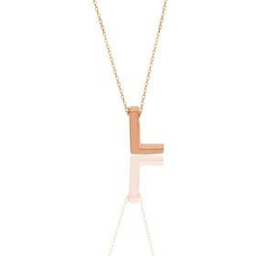 Söğütlü Silver SGTL11182 Gümüş Rose Üç Boyutlu Minimal L Harf Kolye