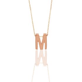 Söğütlü Silver SGTL11182 Gümüş Rose Üç Boyutlu Minimal M Harf Kolye
