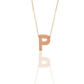 Söğütlü Silver SGTL11182 Gümüş Rose Üç Boyutlu Minimal P Harf Kolye