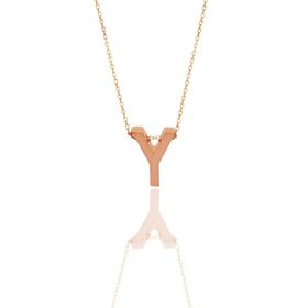 Söğütlü Silver SGTL11182 Gümüş Rose Üç Boyutlu Minimal Y Harf Kolye