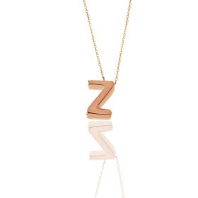 Söğütlü Silver SGTL11182 Gümüş Rose Üç Boyutlu Minimal Z Harf Kolye