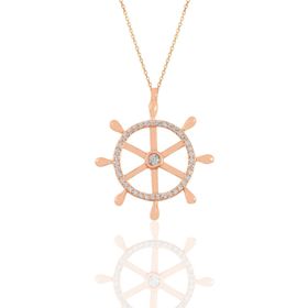 Söğütlü Silver SGTL11184 Gümüş Rose Zirkon Taşlı Gemi Dümeni Kolye