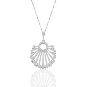 Söğütlü Silver SGTL11185 Gümüş Rodaj Zirkon Taşlı Midye Kolye