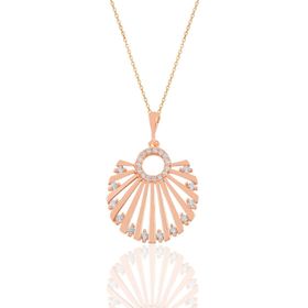 Söğütlü Silver SGTL11185 Gümüş Rose Zirkon Taşlı Midye Kolye