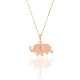Söğütlü Silver SGTL11193 Gümüş Rose Zirkon Taşlı Fil Kolye