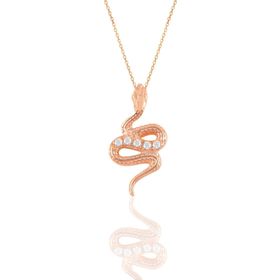 Söğütlü Silver SGTL11194 Gümüş Rose Zirkon Taşlı Yılan Kolye