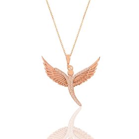 Söğütlü Silver SGTL11197 Gümüş Rose Zirkon Taşlı Kanat Kolye