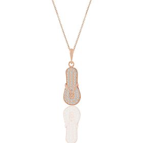 Söğütlü Silver SGTL11202 Gümüş Rose Zirkon Taşlı Terlik Kolye