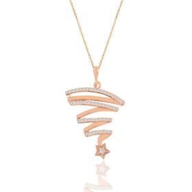 Söğütlü Silver SGTL11204 Gümüş Rose Zirkon Taşlı Kuyruklu Yıldız Kolye