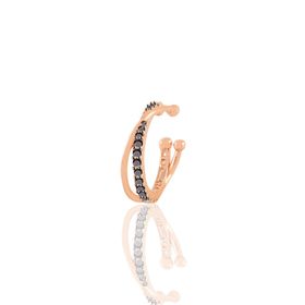 Söğütlü Silver SGTL11234 Rose Onix Taşlı İki Sıra Görünümlü Sıkıştırmalı Tekli Kıkırdak Gümüş Küpe