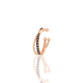 Söğütlü Silver SGTL11234 Rose Onix Taşlı İki Sıra Görünümlü Sıkıştırmalı Tekli Kıkırdak Gümüş Küpe
