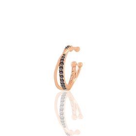 Söğütlü Silver SGTL11234 Rose Onix Taşlı İki Sıra Görünümlü Sıkıştırmalı Tekli Kıkırdak Gümüş Küpe
