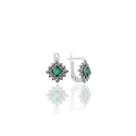 Söğütlü Silver SGTL11235 Gümüş Markazit Ve Kök Zümrüt Taşlı Baklava Modeli Küpe