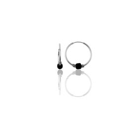 Söğütlü Silver SGTL11263 Gümüş 17 Mm Siyah Taşlı Halka Küpe