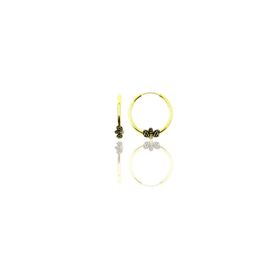 Söğütlü Silver SGTL11279 Gümüş Altın Yaldızlı 14 mm Işlemeli Halka Küpe