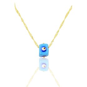 Söğütlü Silver SGTL11335 Gümüş Altın Yaldızlı 60 Cm Singapur Zincirli Mineli Turkuaz Kolye