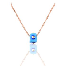 Söğütlü Silver SGTL11335 Gümüş Rose 60 Cm Singapur Zincirli Mineli Turkuaz Kolye
