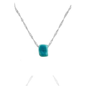 Söğütlü Silver SGTL11336 Gümüş Rodyumlu 60 Cm Singapur Zincirli Turkuaz Taşlı Kolye