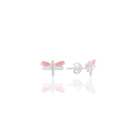Söğütlü Silver SGTL11354 Gümüş Altın Yaldızlı Pembe Mineli Zirkon Taşlı Yusufçuk Küpe